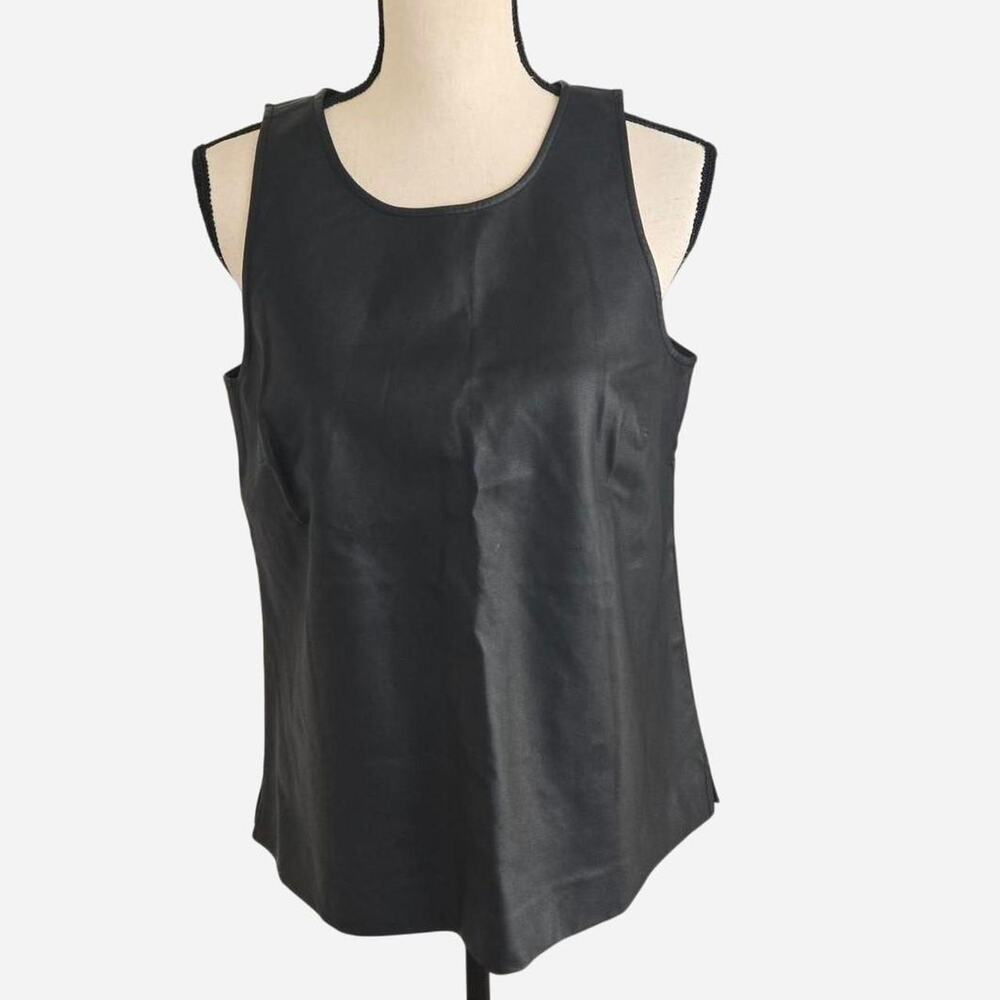 Black faux leather J.Crew tank top sz 10
